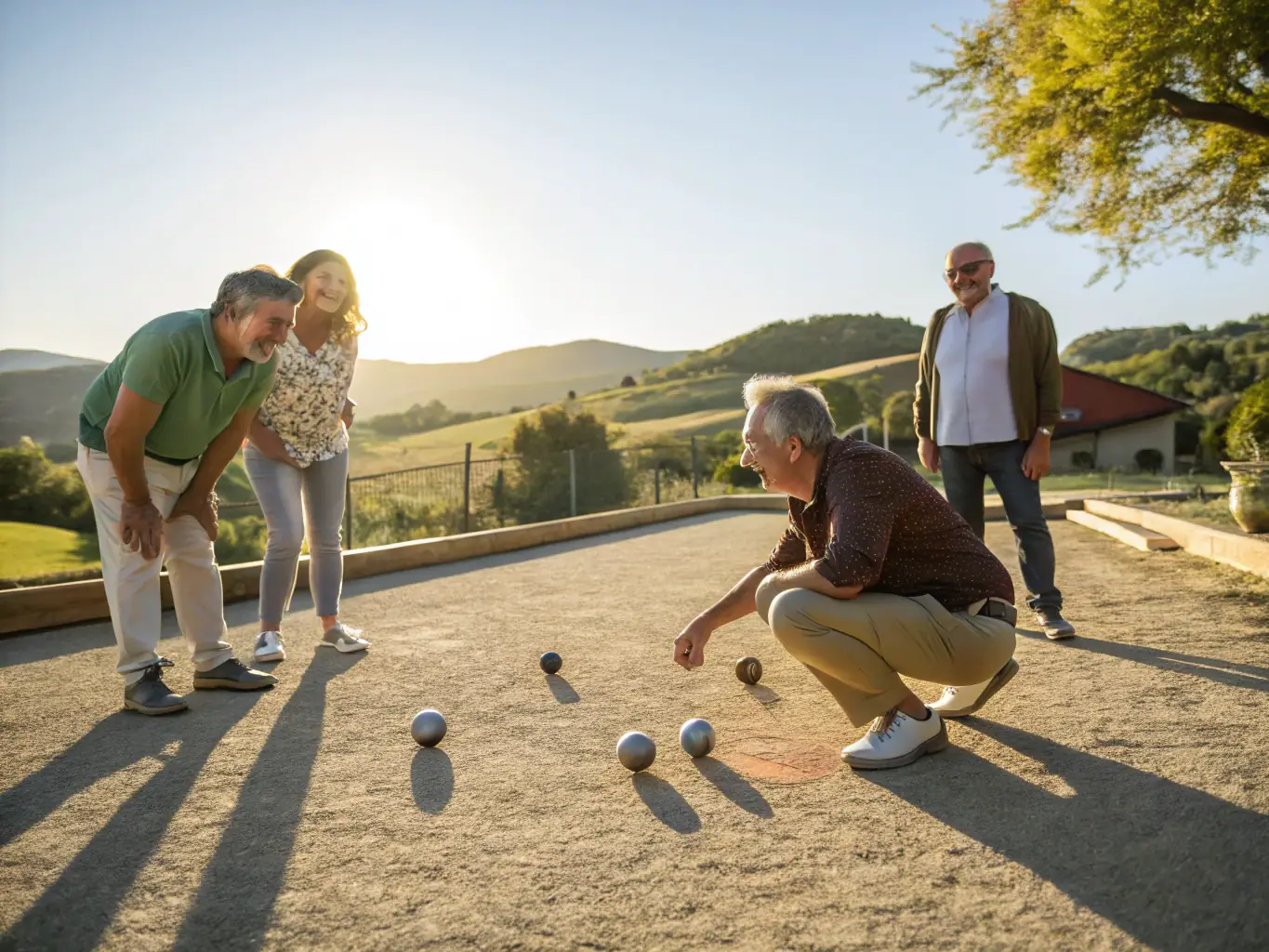 A photo of a pétanque tournament in progress, showcasing the competitive spirit and camaraderie among participants.